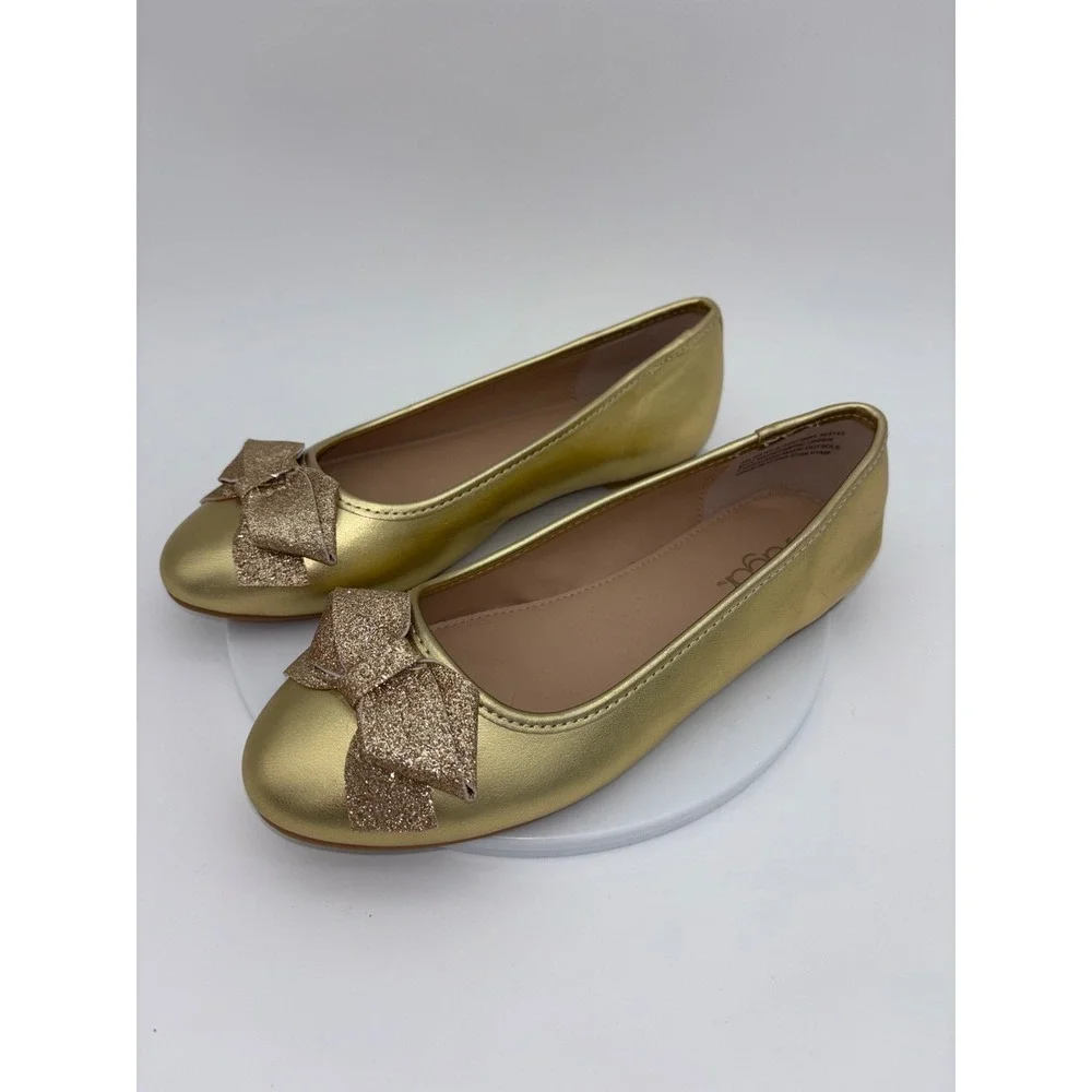 SUGAR Girls Gold Ballet Flat Shoe Glitter Bow‎ Toddler Little Kids Wedding4